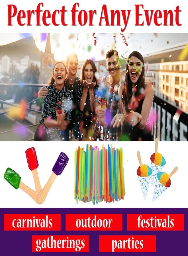 بيرفيكت ستيكس مجموعة أكواب مخروط الثلج من بيرفكت ستيكس مع ملاعق حلوى، 50 كوبًا، 50 ماصة، و60 ملعقة حلوى - Image 3